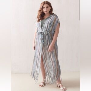 NWT Becca by Rebecca Virtue Wander Fringe Sheer Kimono Swim Cover-Up - 1X
